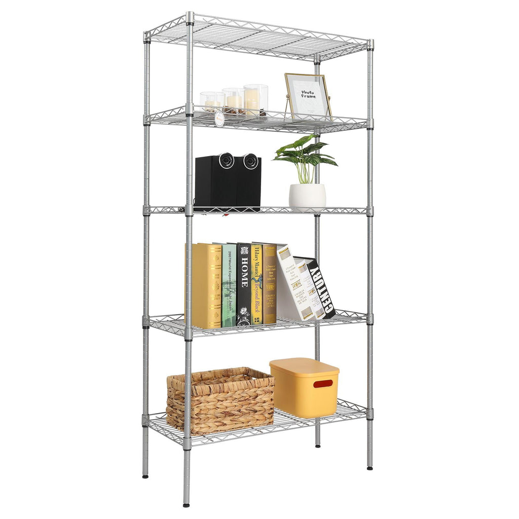 Ktaxon 5-Tier Wire Shelving Unit, Steel Storage Rack for Garage Office Kitchen Silver, 30" W x 14" D x 60" H