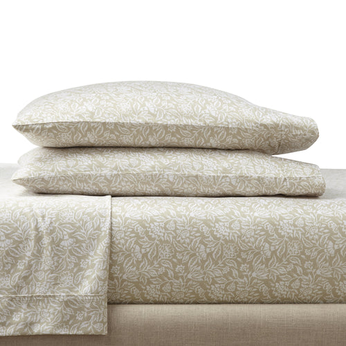 Better Homes & Gardens 4-Piece 300 Thread Count Sateen King Sheet Set, Floral Almond Biscuit