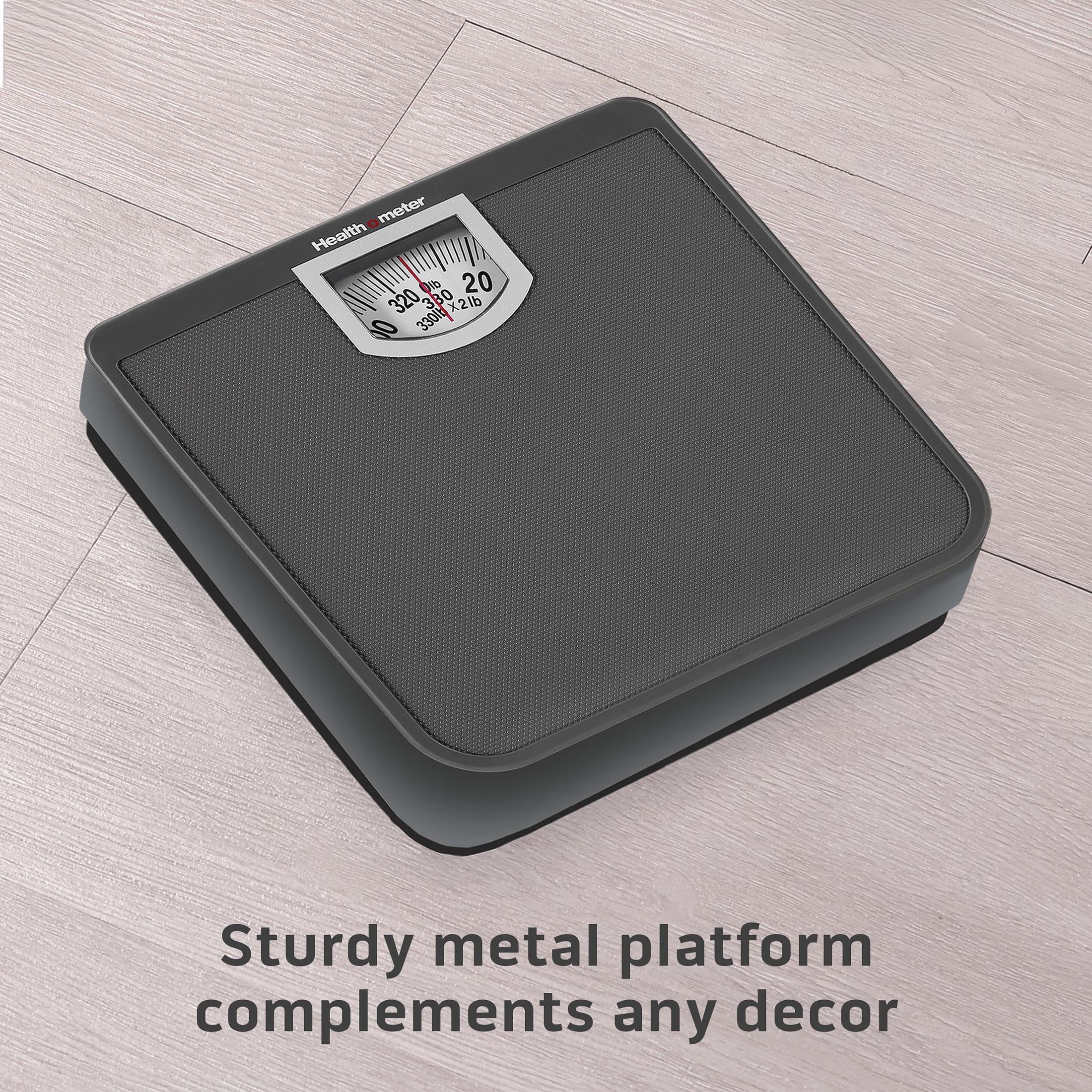 Health o meter Compact Dial Bathroom Scale, 330 lb. Capacity, Sturdy Metal Platform
