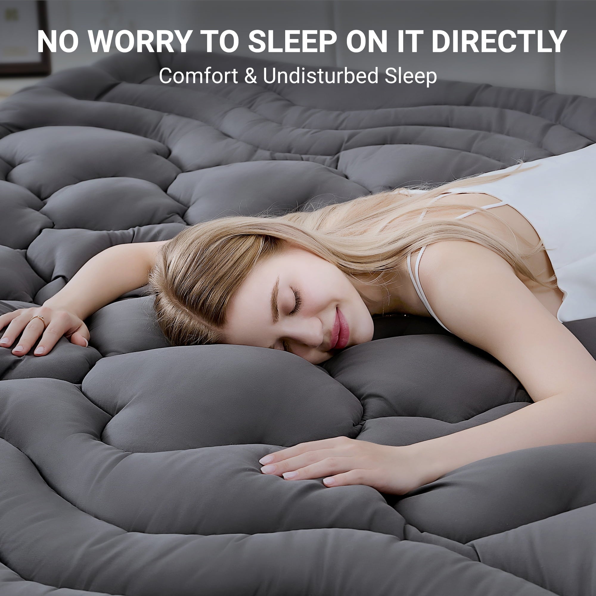 BDEUS Extra Thick Twin Mattress Topper, Cooling Mattress Pad Cover, Mattress Protector with 8-21 Inch Deep Pocket,Comfortable,Gray