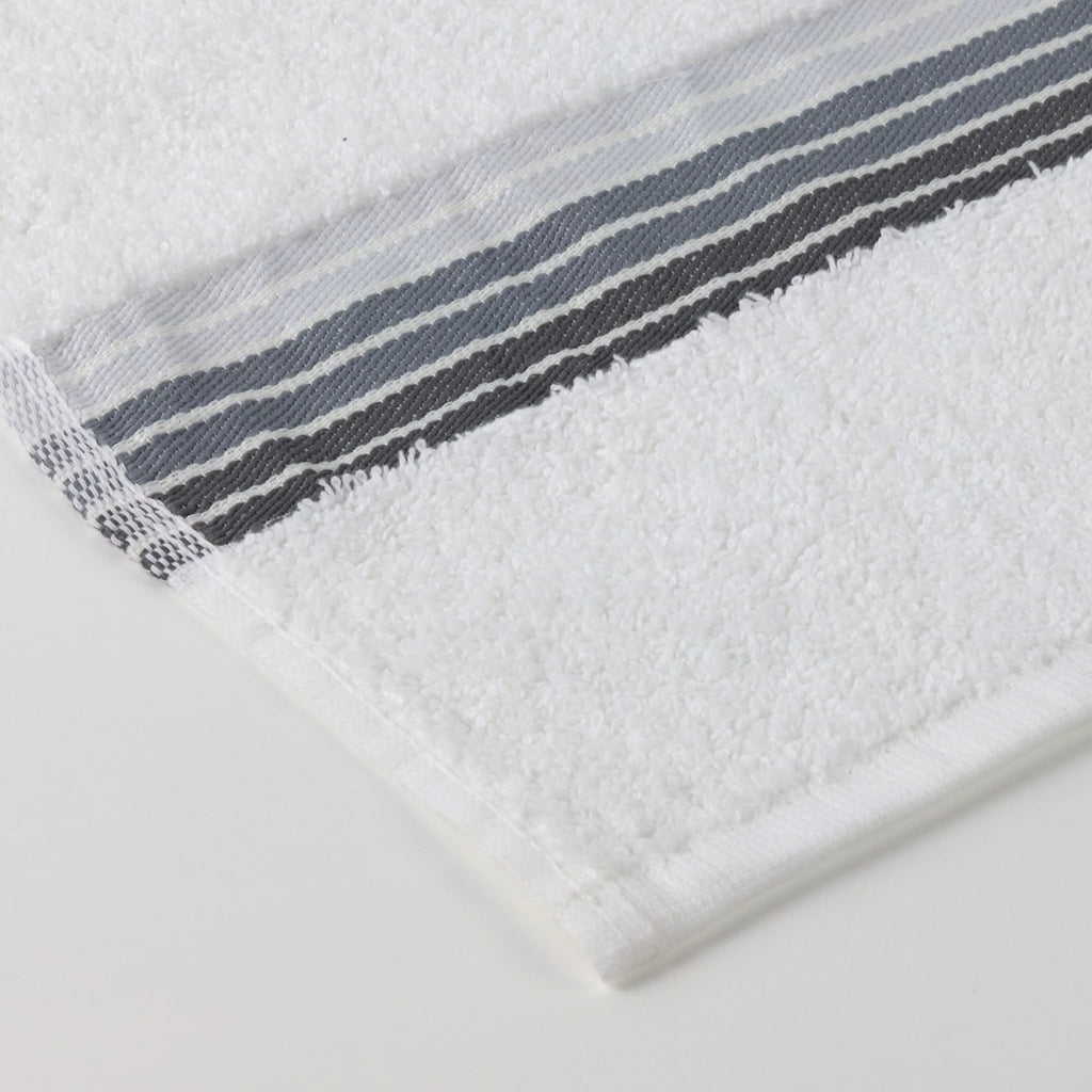 Mainstays Basic Bath Towel, Soft 100%  Cotton and Highly Absorbent Striped Bath Towel, White