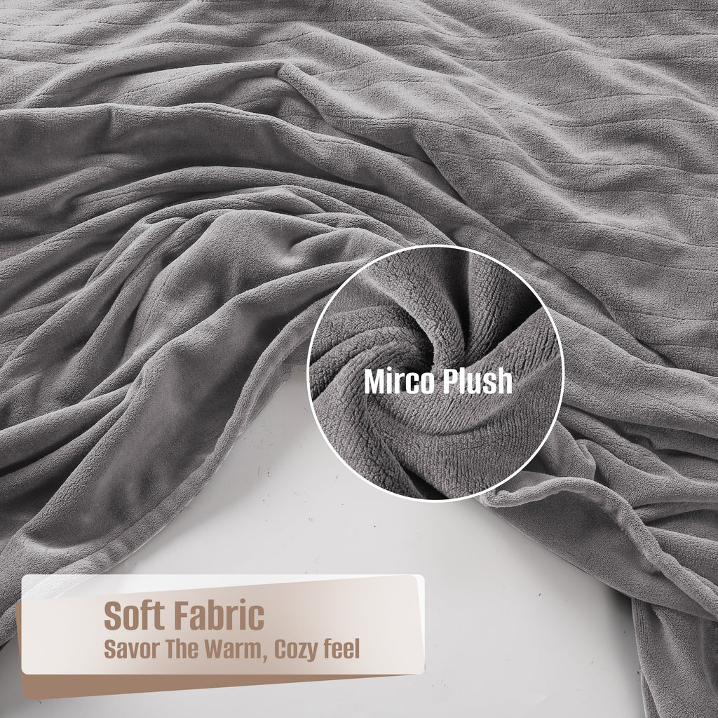 YAKEE Electric Heated Blanket 72"x84" Full Size - Soft Warm Coral Fleece, 4 Heat Levels, 10 Hours Auto-off, Machine Washable with Overheat Protection, Gray