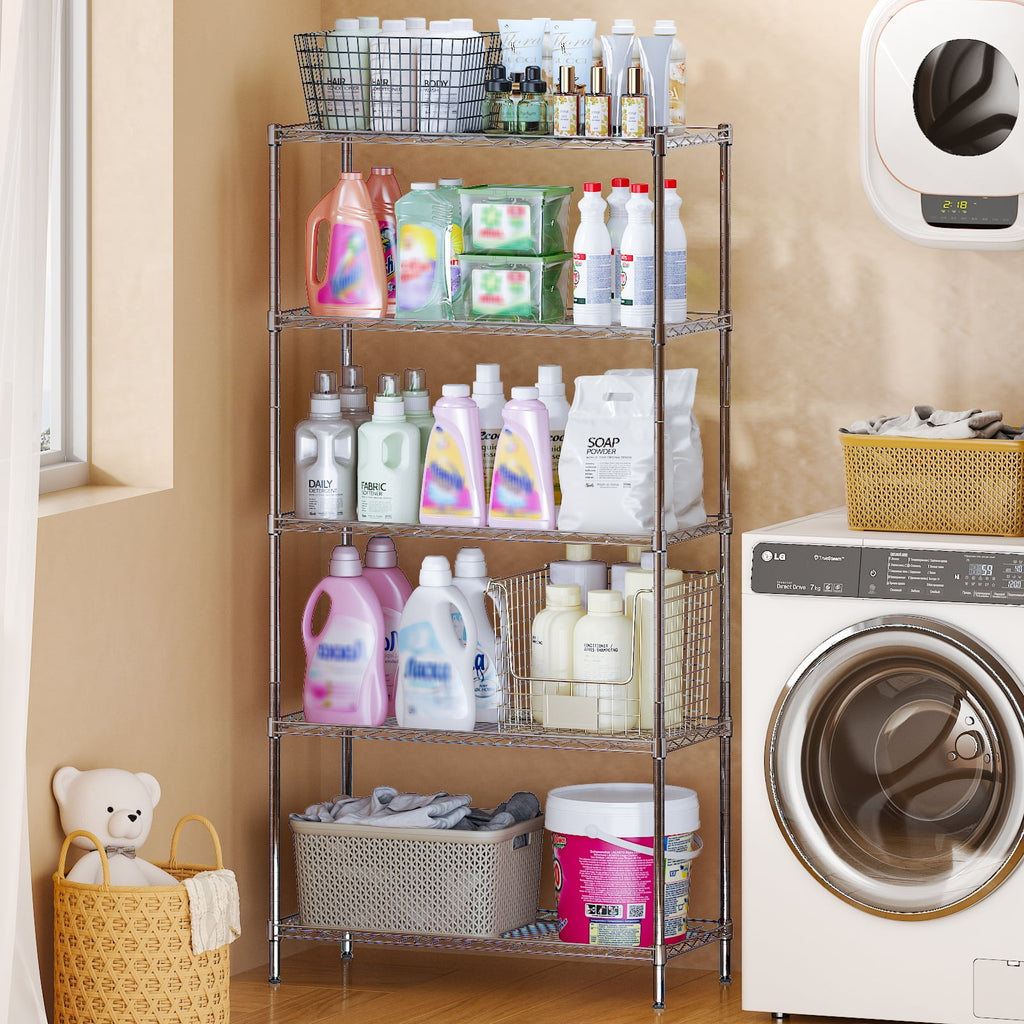 Ktaxon 5-Tier Wire Shelving Unit, Steel Storage Rack for Garage Office Kitchen Silver, 30" W x 14" D x 60" H