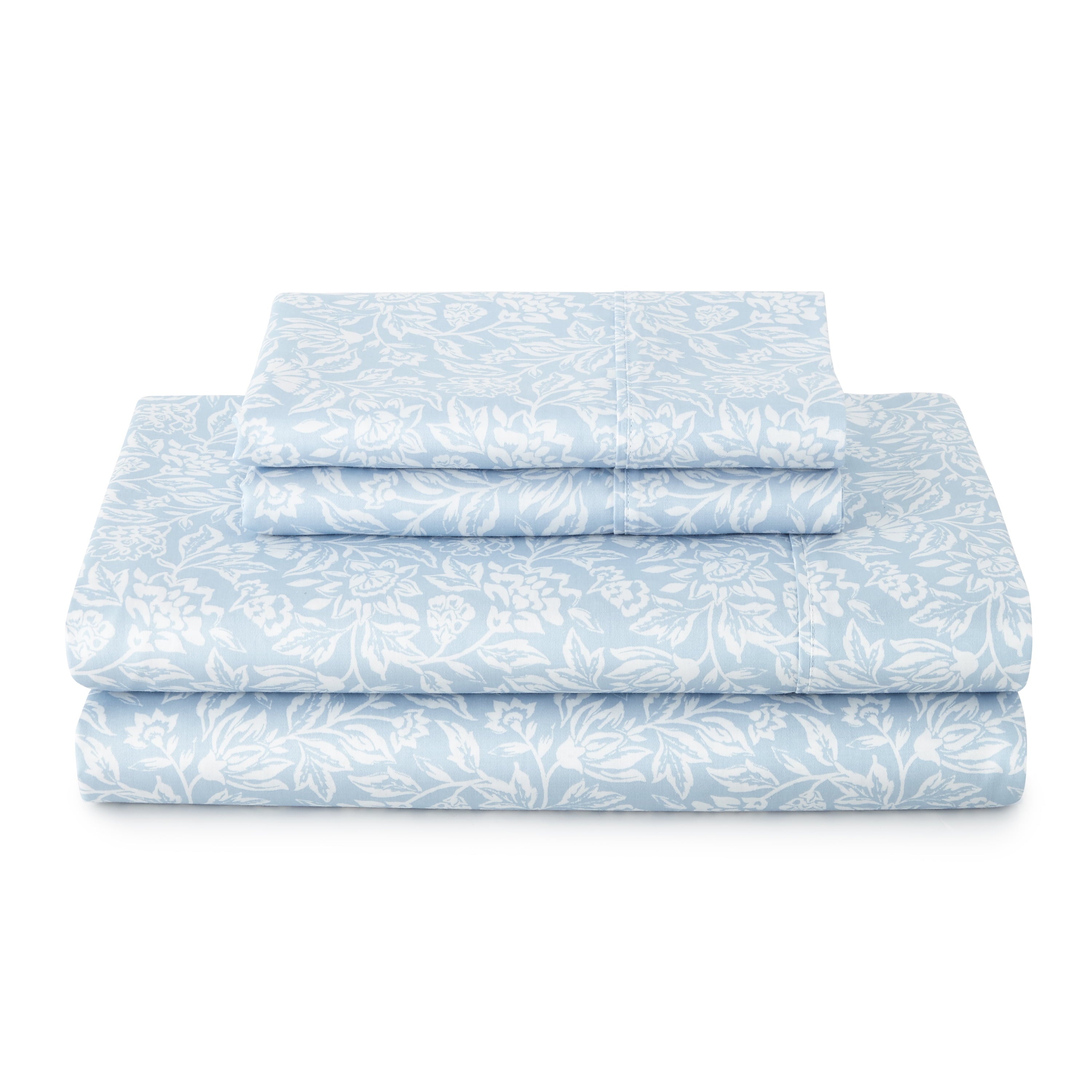 Better Homes & Gardens 4-Piece 300 Thread Count Sateen King Sheet Set, Floral Almond Biscuit