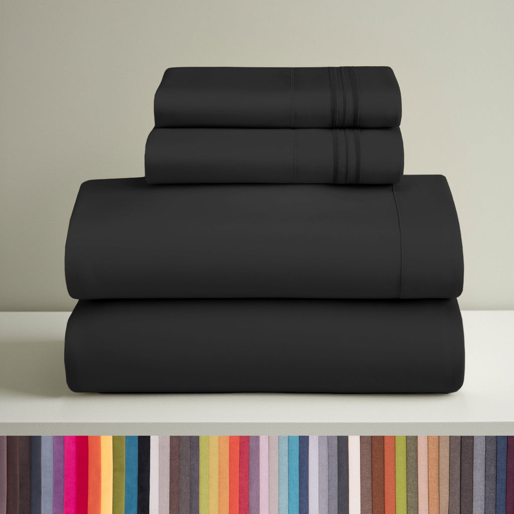 Clara Clark Queen Sheets Set, 1800 Series 4 Piece Deep Pocket Sheets, 100% Soft Microfiber Bed Sheets Set, Gray