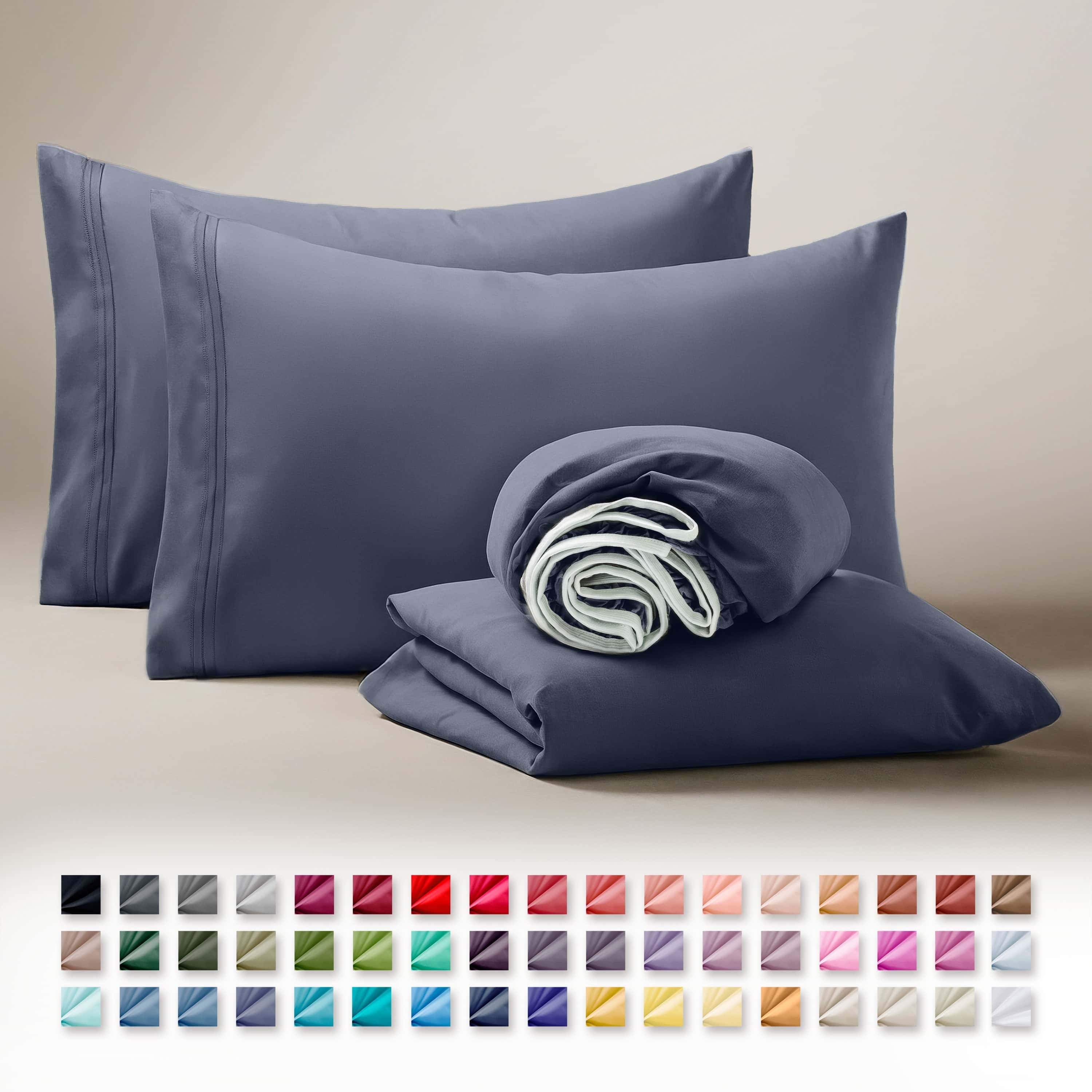 Clara Clark Queen Sheets Set, 1800 Series 4 Piece Deep Pocket Sheets, 100% Soft Microfiber Bed Sheets Set, Gray