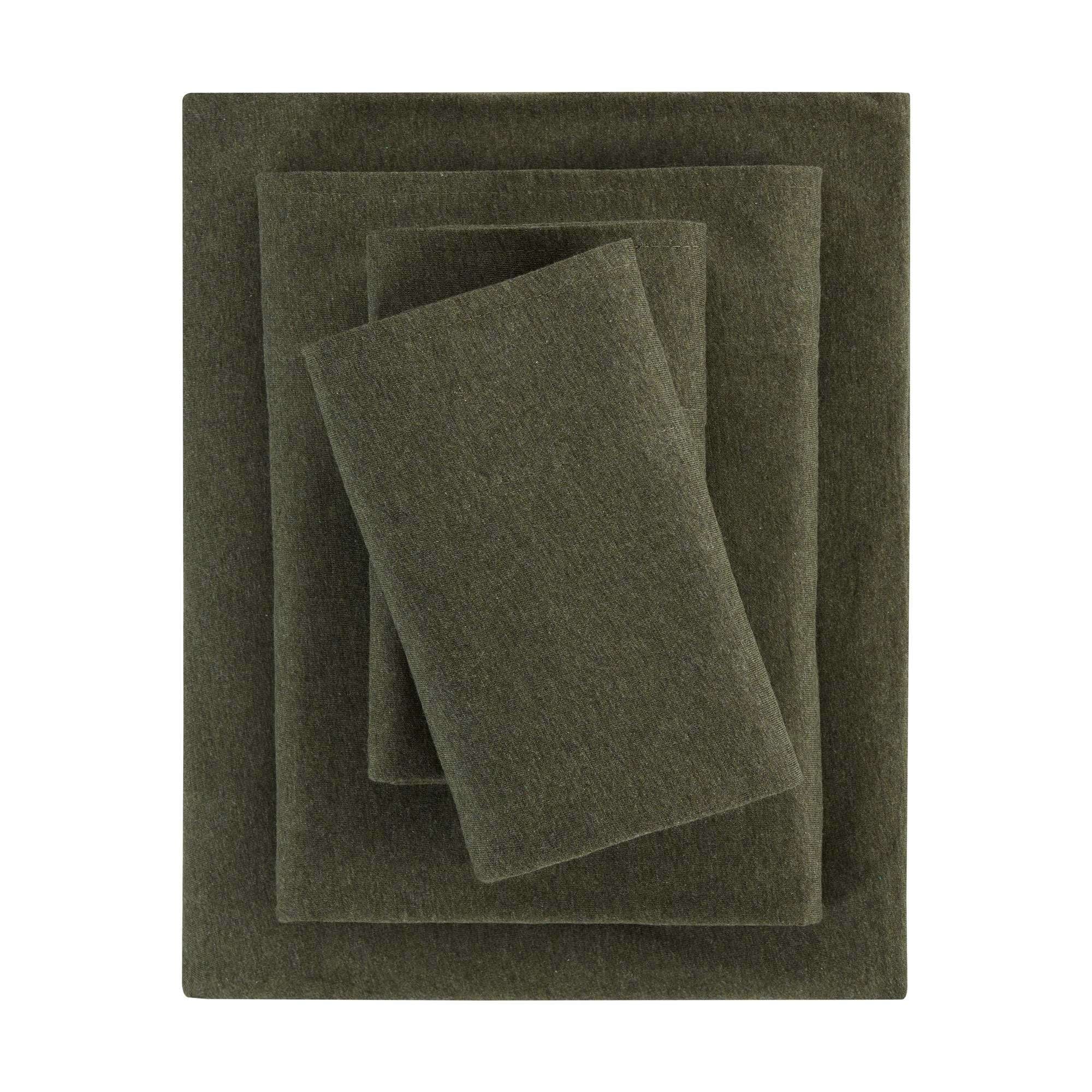 Mainstays Cotton Rich Extra Soft Jersey Bed Sheet Set, Queen, Charcoal, 4 Pieces