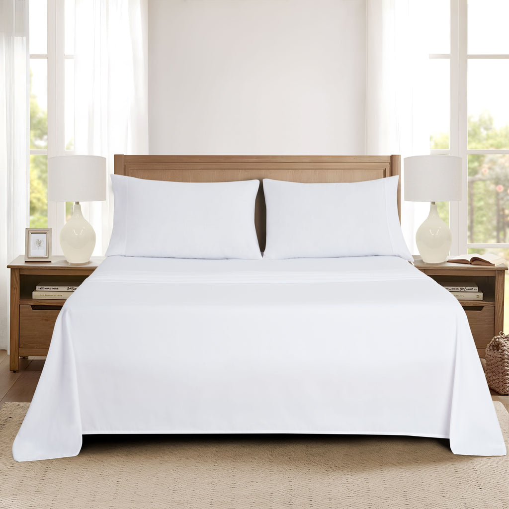 Mainstays Super Soft Brushed Microfiber Bed Sheet Set, Arctic White, Queen, 4 Piece