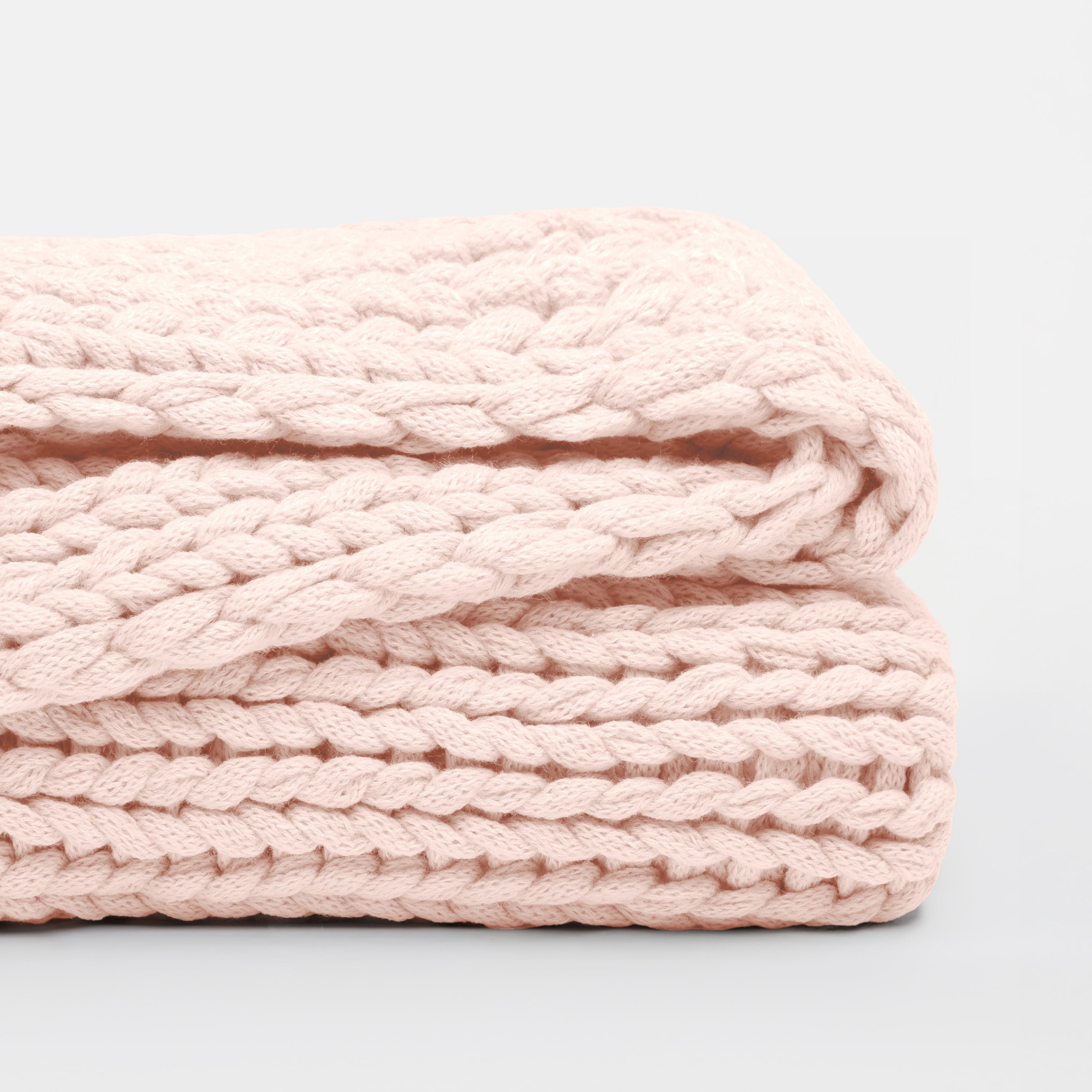 Comfort Canopy - Throw Blanket, Blush Pink Chunky Soft Acrylic Hand-Knit