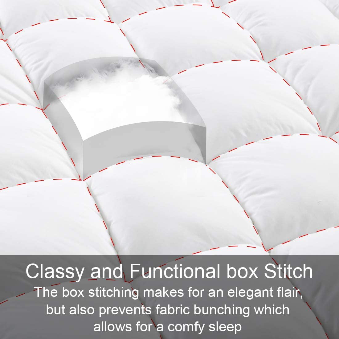 Meritlife Extra Thick Queen Mattress Topper, 400TC Cotton Pillow Top with 5D Spiral Fiber, Deep Pocket, Cooling Plush