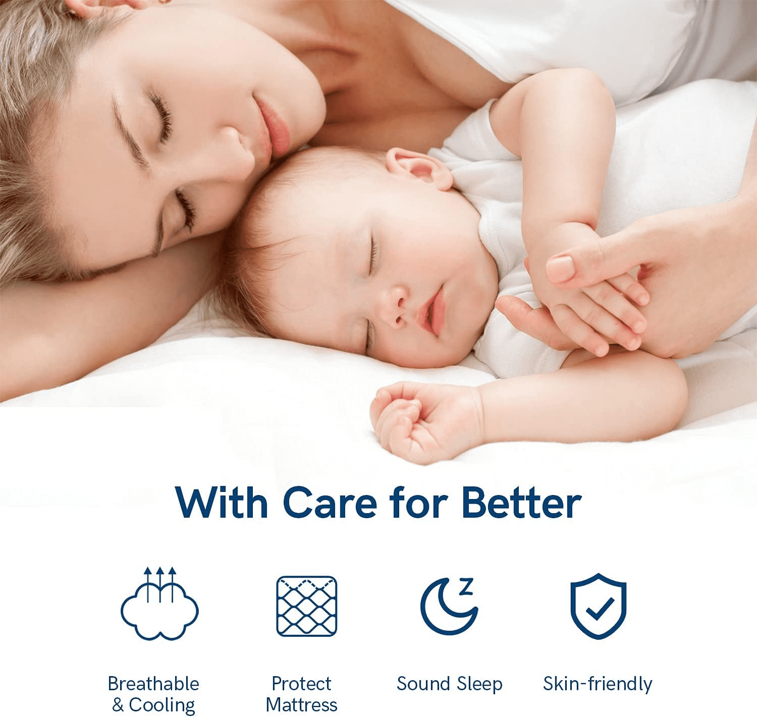 EMONIA Premium 100% Waterproof Mattress Protector Queen Size 3D Air Fabric Cooling Mattress Cover Bed Pad Smooth Ultra-Soft Breathable Noiseless Washable with 8''-21'' Deep Pocket (White, Queen)