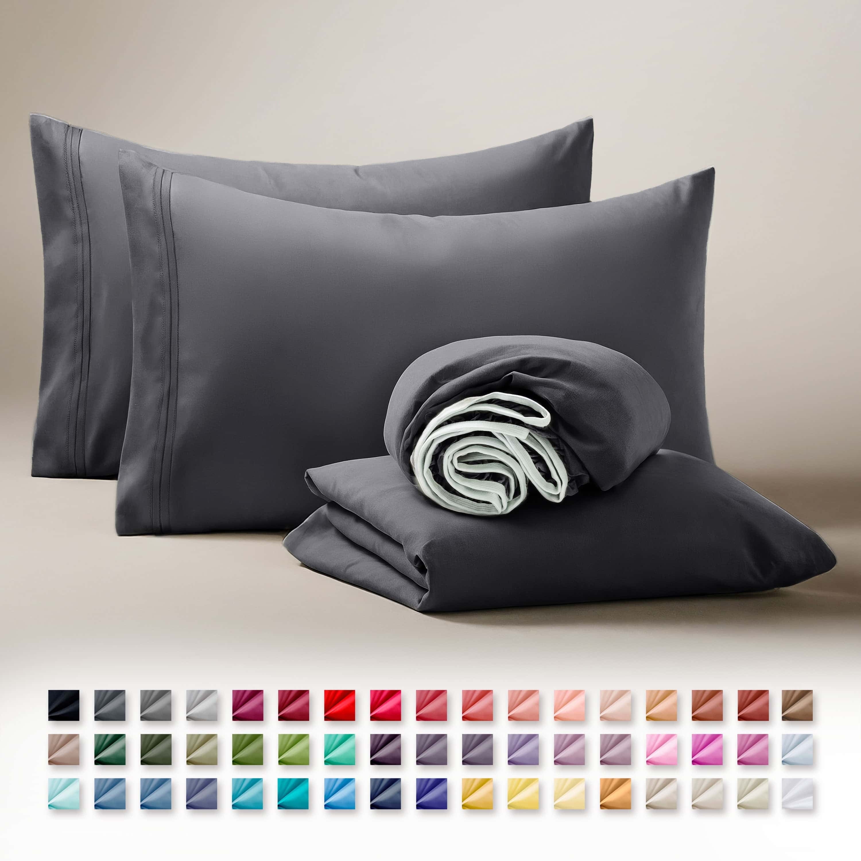 Clara Clark Queen Sheets Set, 1800 Series 4 Piece Deep Pocket Sheets, 100% Soft Microfiber Bed Sheets Set, Gray