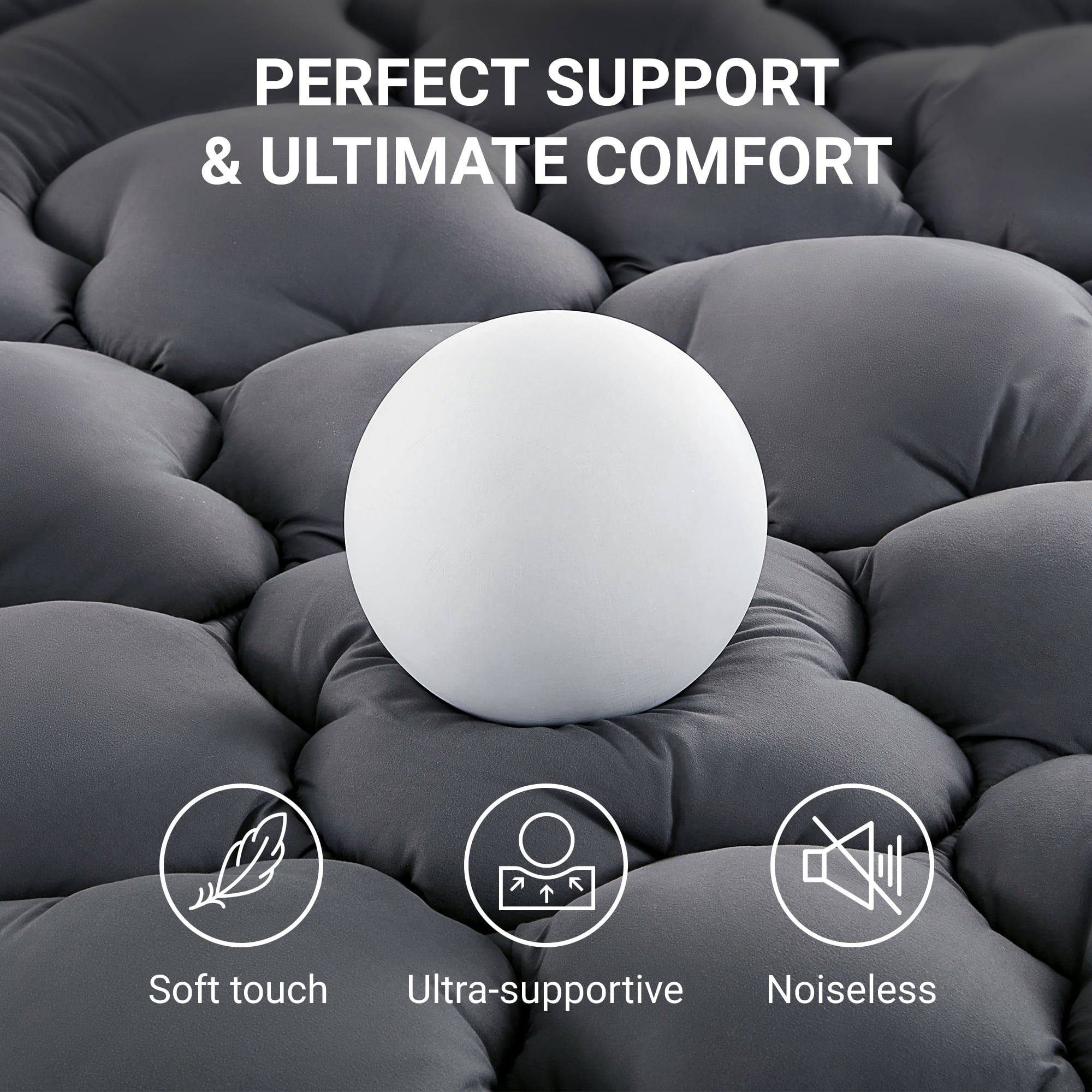 BDEUS Extra Thick Twin Mattress Topper, Cooling Mattress Pad Cover, Mattress Protector with 8-21 Inch Deep Pocket,Comfortable,Gray