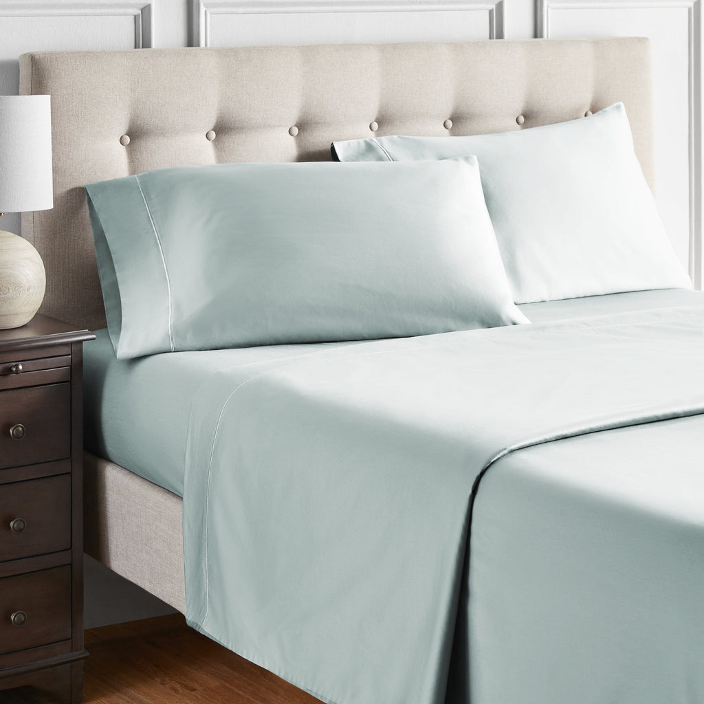 Hotel Style 4-Piece 600 Thread Count Blue Egyptian Cotton Adult Bed Sheet Set, Queen - Deep Pocket